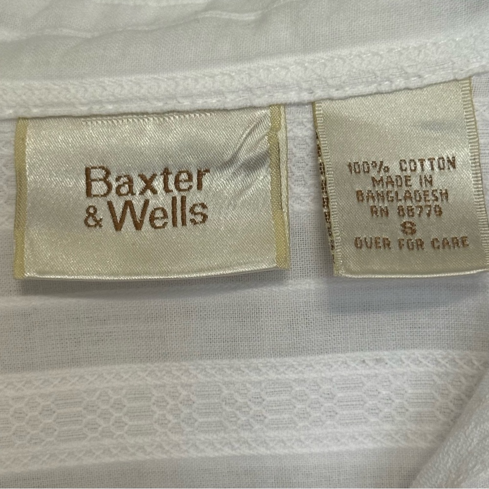 Baxter & Wells White Button Up Tab Sleeve Pockets Collared Rounded Hemline Vents - Picture 2 of 15